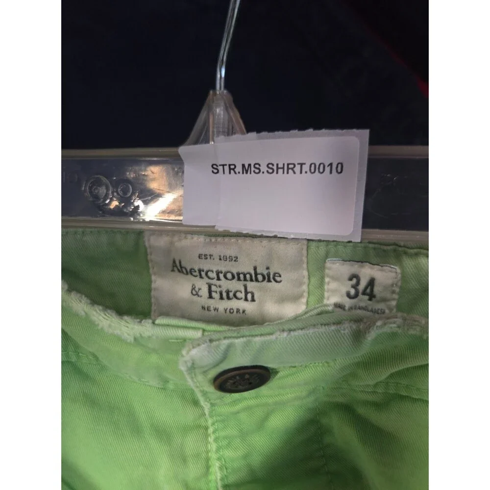 Abercrombie And Fitch Washed Green Mens Shorts Size 34